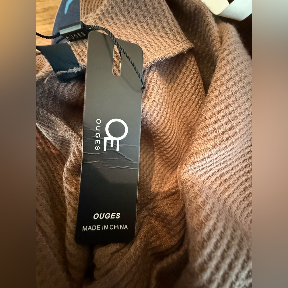 NWT. Ouges. Tie Back V Neck Waffle Knit Top. Brow… - image 7